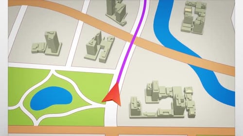 GPS navigation concept 6. Arrow moving forward on a map. Seamless loop.
