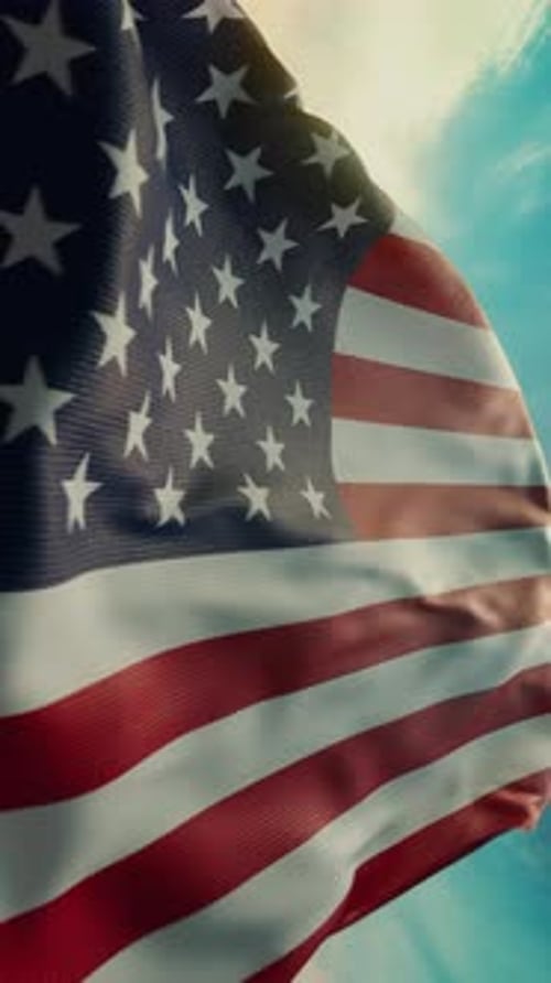 Wavy Flag of United States of America Blowing in the Wind in Slow Motion Waving Official USA Flag