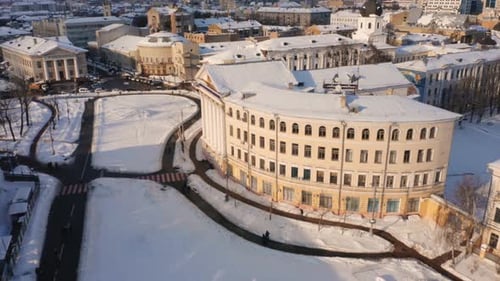 Independence Square in Kiev Aerial Drone View