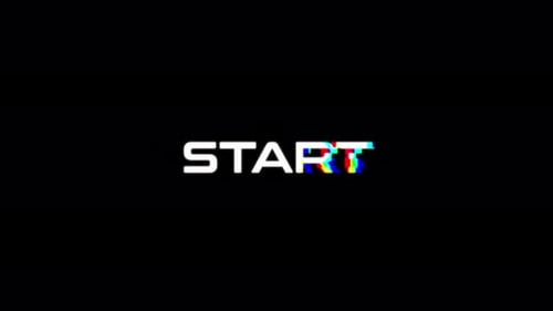 Start text with glitch distortion effect animation