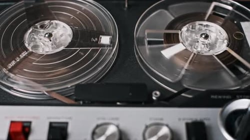CloseUp of ReeltoReel Tape in Operation