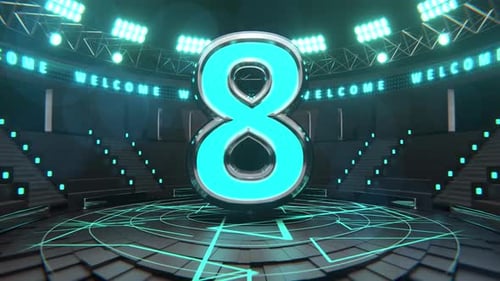 Beautiful neon technology countdown. 10-0 colorful timer.