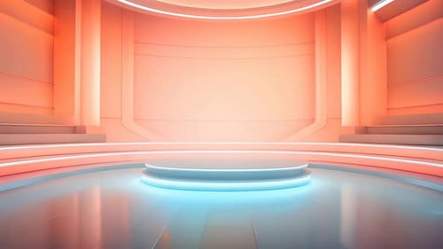 podio: escaparate futurista con plataforma para la exhibición de productos. Expositor de escenario moderno vacío