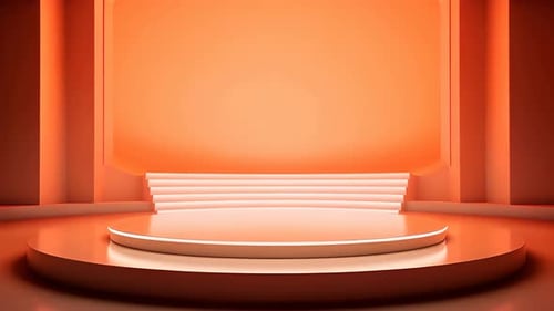 podio: escaparate futurista con plataforma para la exhibición de productos. Expositor de escenario moderno vacío