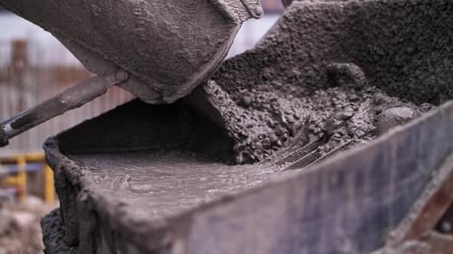 Concrete Pours From a Mixer