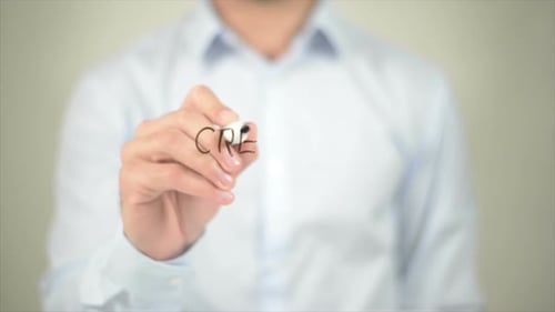 Creative Brainstorm Man Writing on Transparent Screen