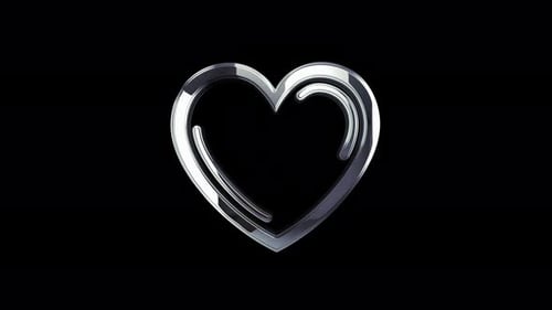 Heart love health and ai tech code metal symbol loop rotating