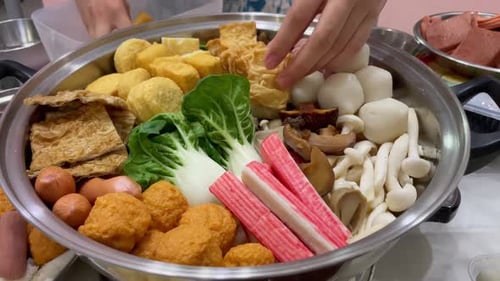 Preparing ingredients for korean hot pot
