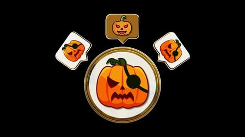 Cache-œil d'Halloween moderne en 3D avec icône circulaire et animation en boucle