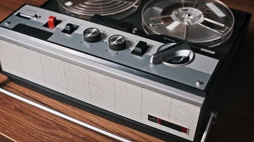 Vintage ReeltoReel Tape Recorder Playing Music