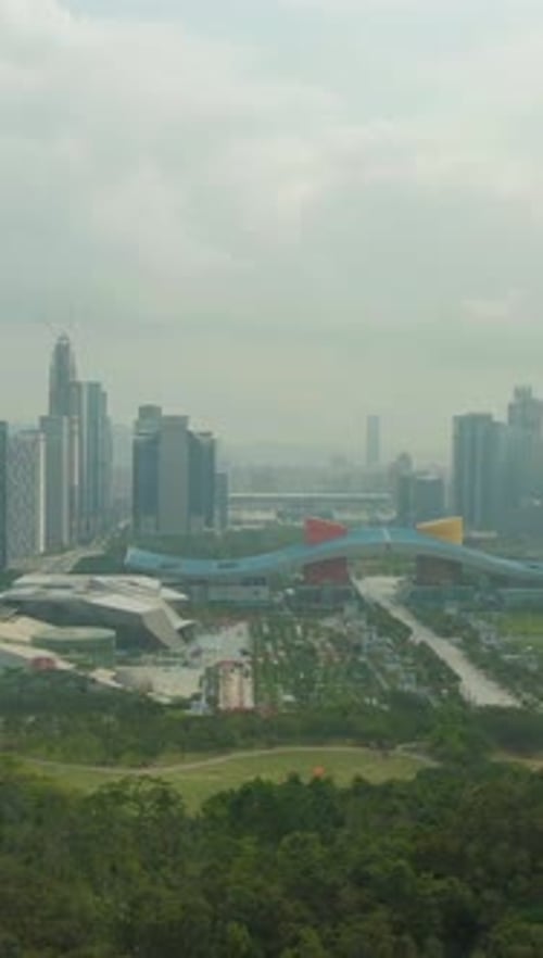Shenzhen City Central Business District Futian Aerial View Vertical Video
