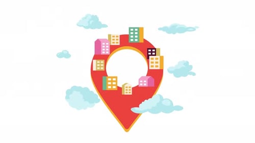 Dreamy neighborhood location 2D animation