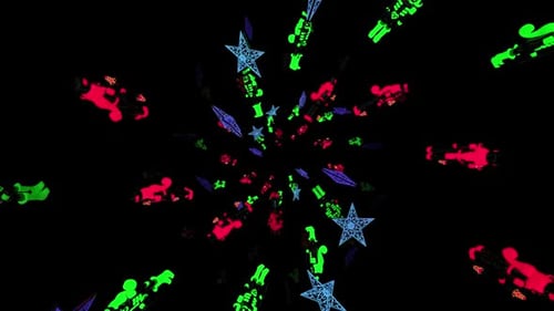 Christmas elements spinning in a whirlwind