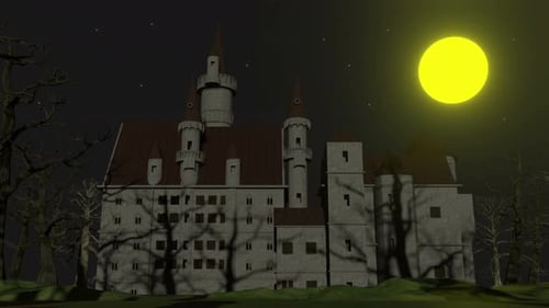 Halloween Moon Night Castel Openner 4k