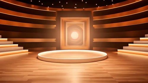 podio: escaparate futurista con plataforma para la exhibición de productos. Expositor de escenario moderno vacío