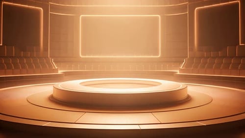 podio: escaparate futurista con plataforma para la exhibición de productos. Expositor de escenario moderno vacío