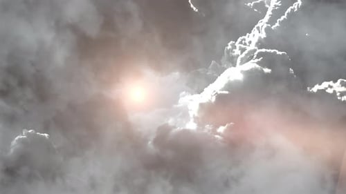 point of view of the sun in a thick cloud in the blue sky