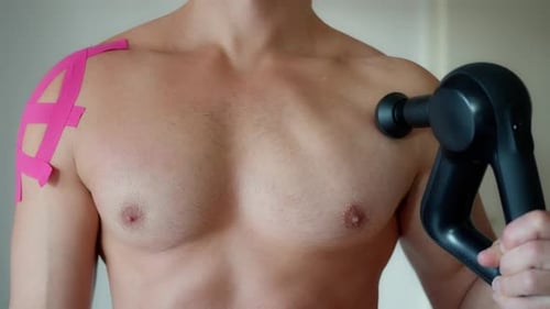 Athletic Recovery Techniques Massage Gun Kinesiology Tape for Performance Relief