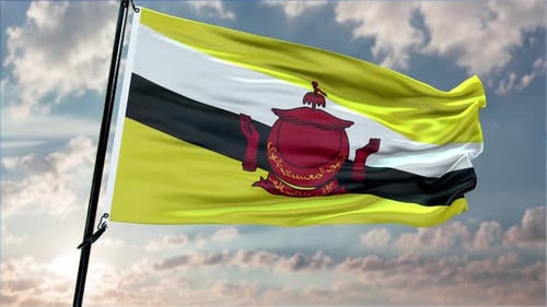 Brunei Flag Background Realistic Waving In The Wind 4K