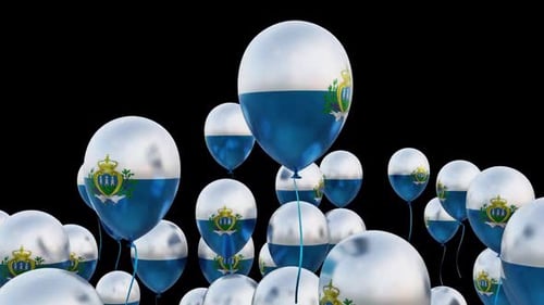 San Marino Flag On The Flying Balloons