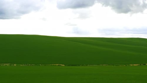 4k drone footage of a beautiful green field in the countryside