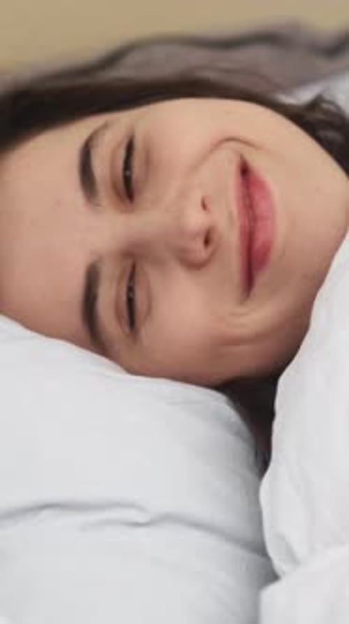 Vertical Cozy Bedtime Good Morning Calm Woman