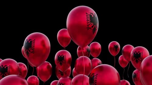 Albenia Flag On The Flying Balloons