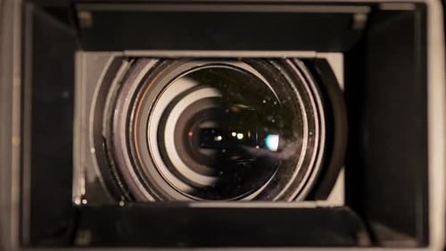 Professional Video Camera in Studio Environment with Focused Lens