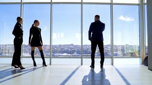 Business people in office centre.