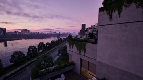 Twilight Over Riverside Promenade