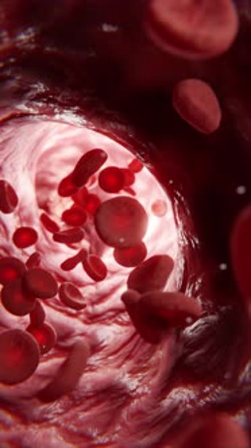 Red Blood Cells in Vein 3d Animation