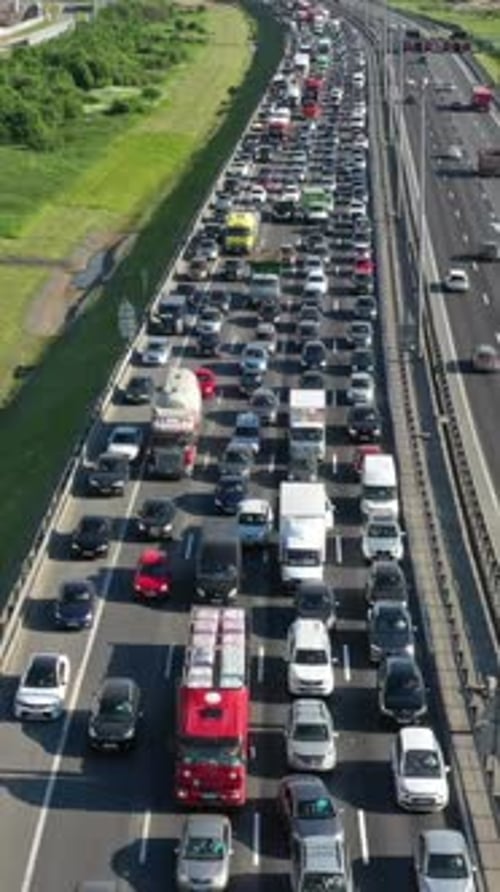 City traffic jam on highway