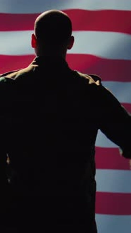 Vertical Video United States of America Veteran Honoring His Country Saluting Flag