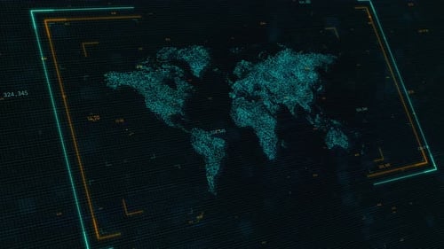 Global Business and Technology Concept with Digital Display Screen