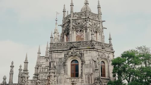 Historic Gothic Revival Architecture in Portugal with Ornate Detailing