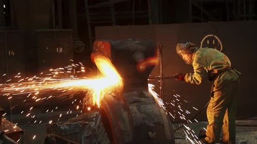 The Art of Metalworking in Action Celebrating the Unique Craft of a Skilled Blacksmith Stock Clip
