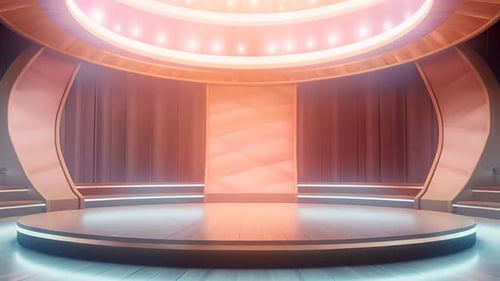 podio: escaparate futurista con plataforma para la exhibición de productos. Expositor de escenario moderno vacío