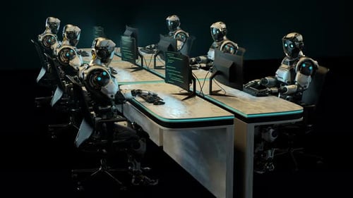 Robot Working On Computer 06