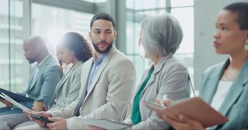 Handshake, greeting and business people meeting at conference with welcome