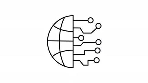 Global digital network circuit animation