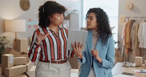 Fashion studio, package and tablet for ecommerce, design agency and online store