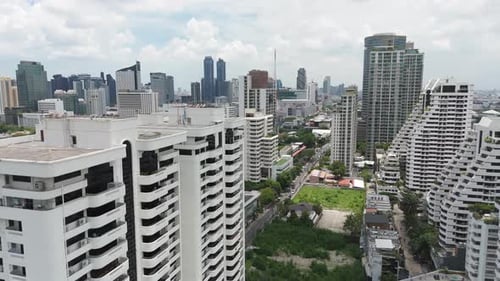 Aerial View Of Phrom Pong Cityscape In Bangkok, Thailand With High-rise Residential Buildings In Day