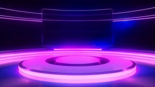 podio: escaparate futurista con plataforma para la exhibición de productos. Expositor de escenario moderno vacío