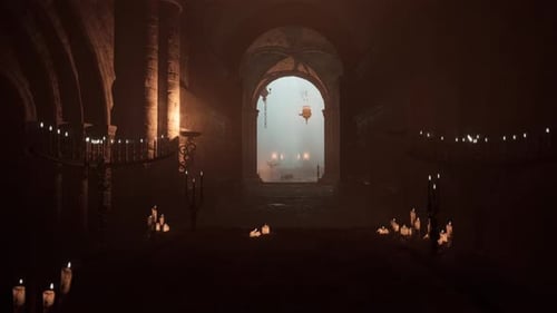 Alluring Ambiance Dimly Lit Gothic Cathedral Flickering Candles