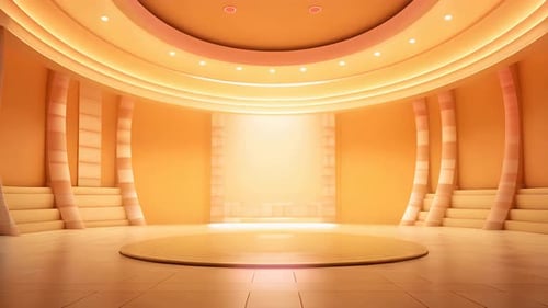 podium Futuristic showcase with platform for product displaying. Empty modern stage display