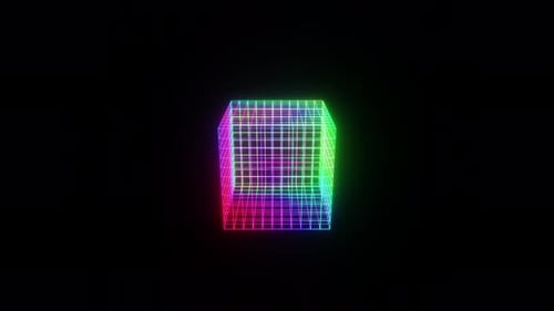 VJ Dance Farbiger würfelförmiger Hintergrund mit Schleifenverlauf für Musikfestivals, Bars und Nachtclubs, 3D