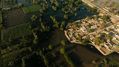 Devastating floods submerging Punjab, Pakistan in 2025, causing widespread destruction and displacem