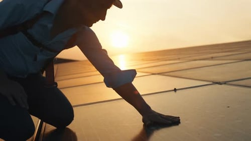 Close up of maintenance assistance technical worker in uniform is checking an operation and effici