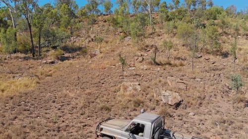 Aerial view of rugged mountains and outback, Australia.