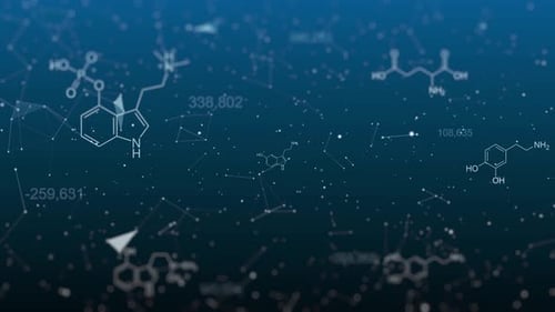 Chemical Background Formulas and Data in Motion in the Void Science Technology Medicine Concept